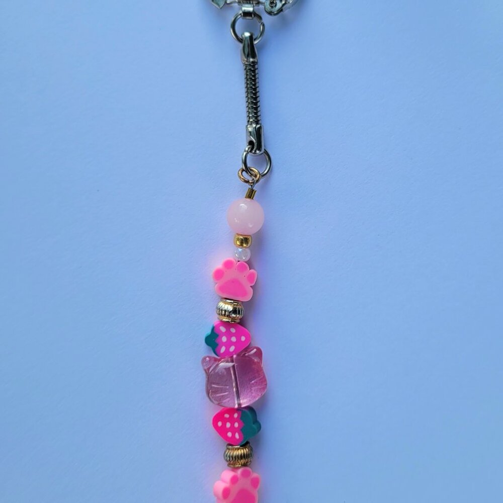 Pink Cat Keychain - Handmade - Picture 3 of 8